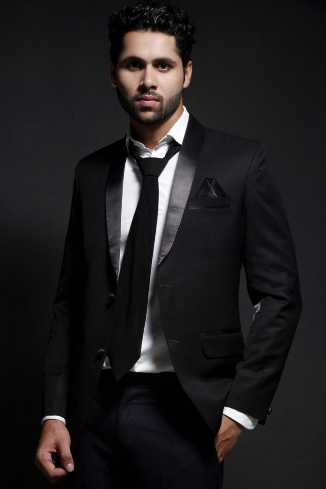 Male model in blue jacket